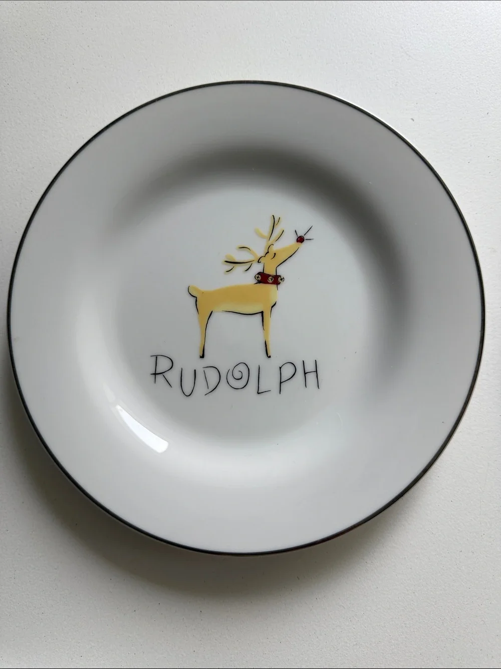 Rare Retired Complete Set Nine (9) Santa's Reindeer Dessert Plates Pottery Barn